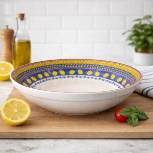 Furio Home Portugal Lemon Serving Bowl | 12.75” Hand-Painted Ceramic